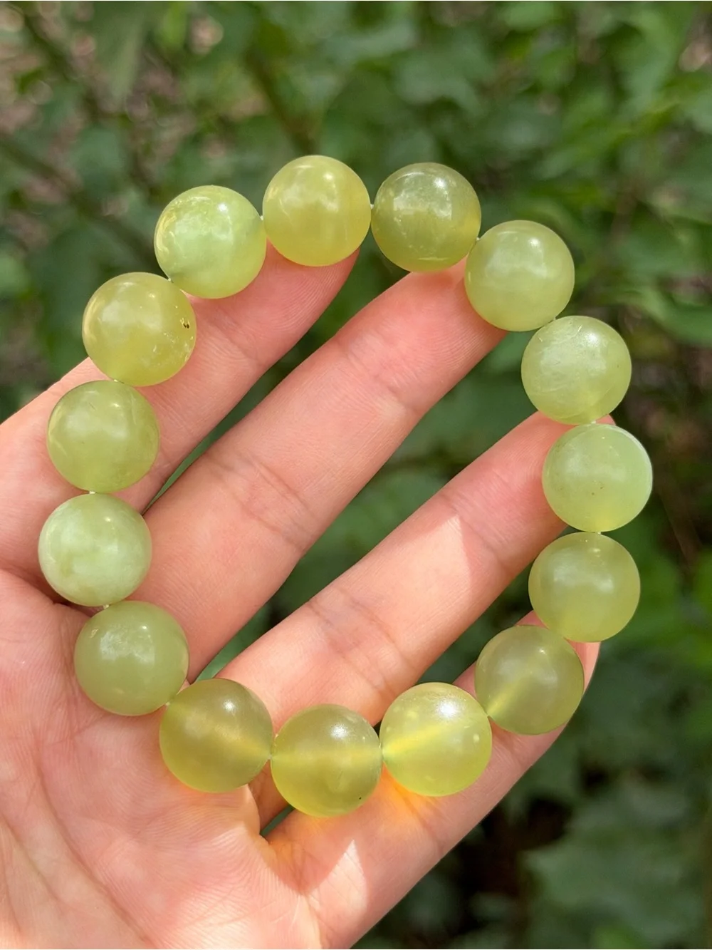 14mm stretchable olive green xiuyu jade bracelet 1731